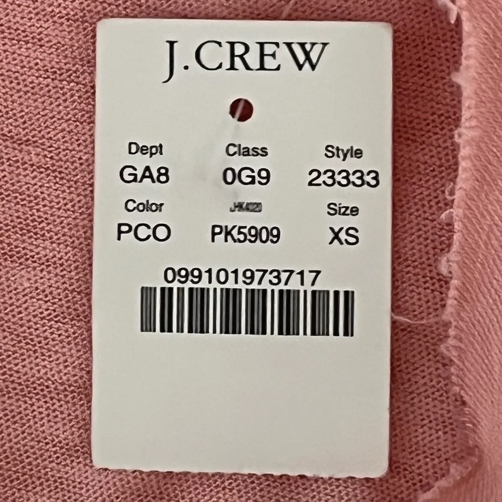 J. Crew Painter T Soft Pink Ruffle slub cotton round neck short sleeve top, New
